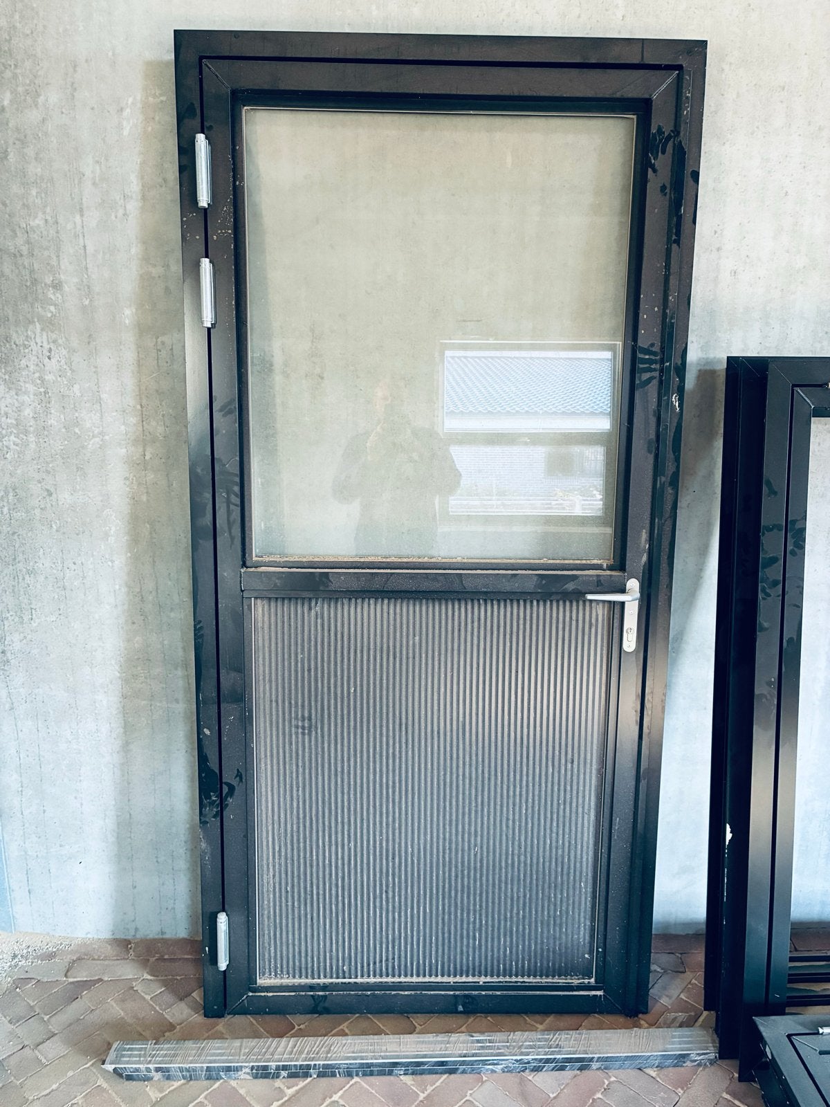 2 Alluminium Zwarte Buitendeur met Glas, 100 tot 120 cm, 215 cm of meer, Ophalen of Verzenden, Glas