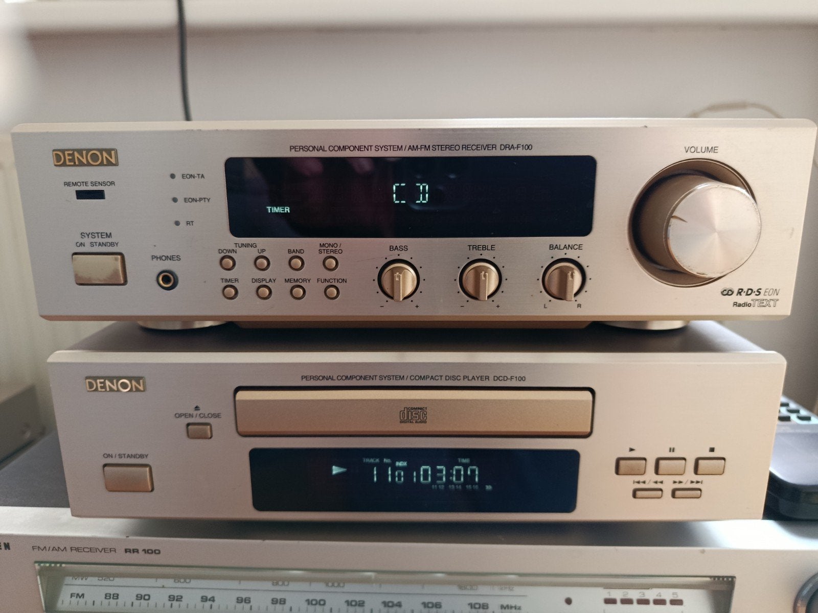 Denon DRA-F100 Receiver en DCD-F100 CD-speler, Gebruikt, Denon, Tuner of Radio, Losse componenten