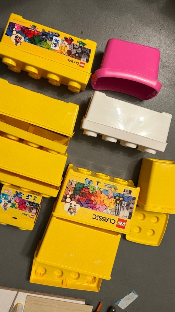 Lege Lego opbergboxen opbergdozen geel wit, Kinderen en Baby's, Ophalen, Lego, Accessoire, Zo goed als nieuw