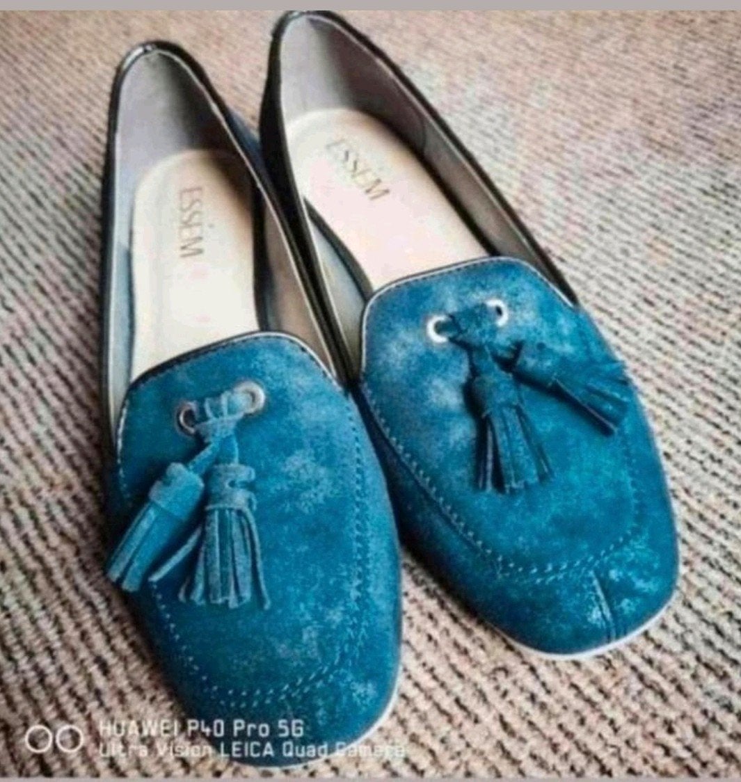 ESS’M blauwe loafers met kwastjes – maat 38, Essem, Blauw, Instappers, Ophalen of Verzenden