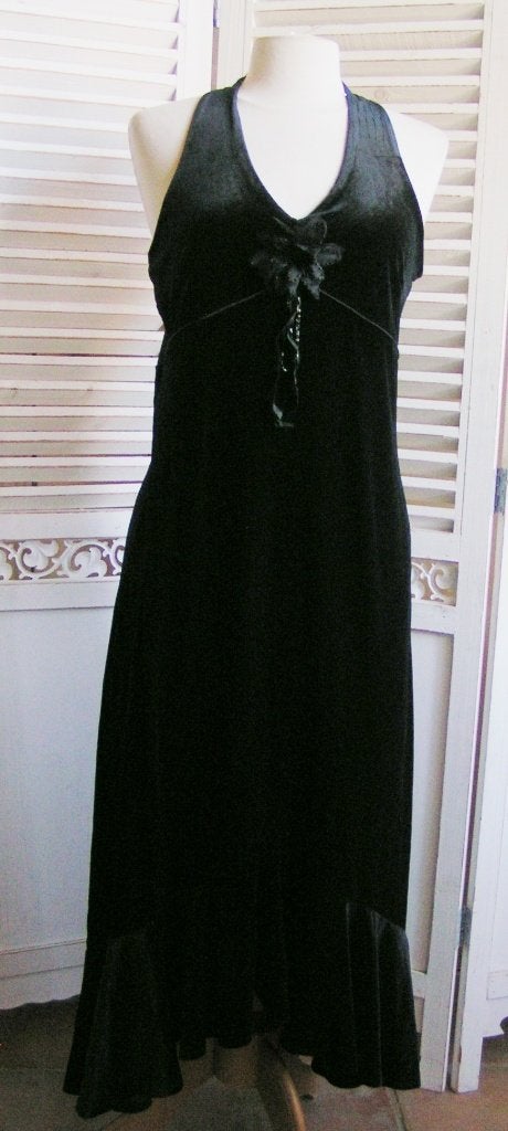 fluwelen galajurk maat 42 nr XX 1108, Kleding | Dames, Gelegenheidskleding, Verzenden, Zwart, Maat 42/44 (L), Zo goed als nieuw