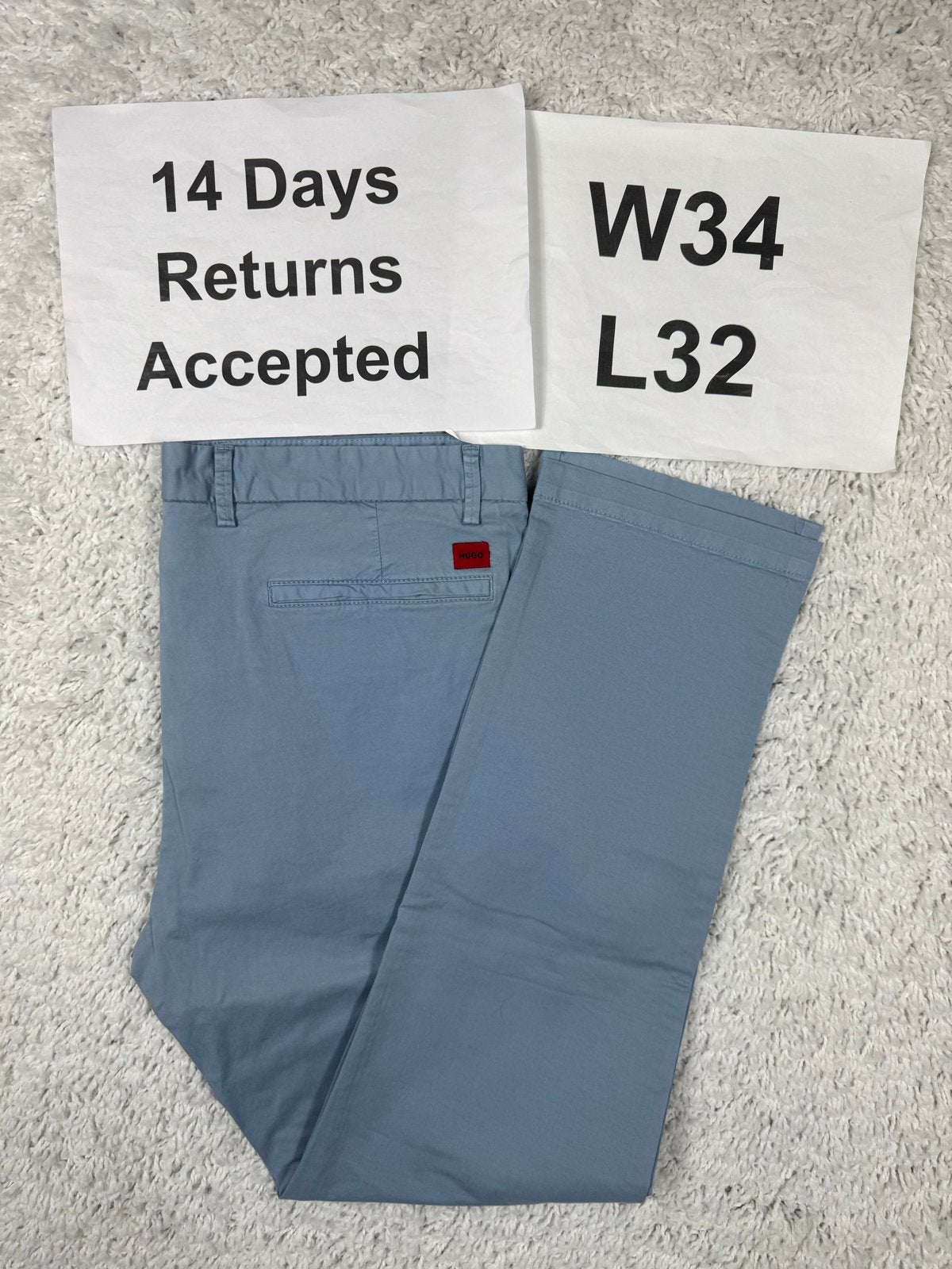 HUGO Boss David222D Chino Slim Fit Lichtblauw W34 L32 2869, Overige maten, Zo goed als nieuw, H, H