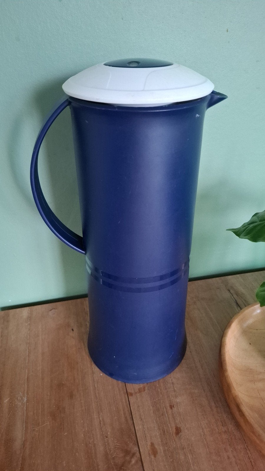 Tupperware Thermosfles - Blauw met Wit Deksel, Beker of Kan, Met deksel, Gebruikt, Verzenden