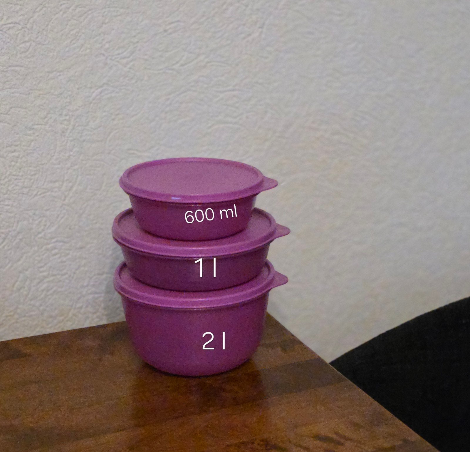 Tupperware Ruimte Kommetjes Set - 600ml, 1L, 2L, Luchtdicht, Paars, Nieuw, Ophalen of Verzenden
