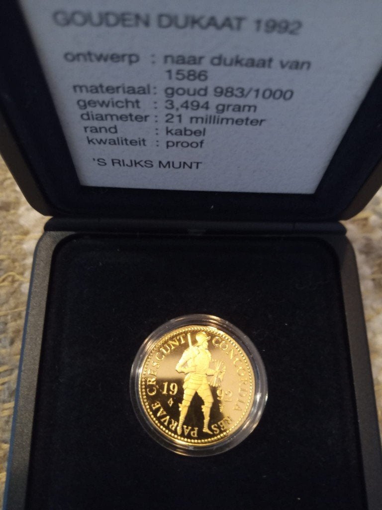 PROOF KWALITEIT GOUDEN DUKAAT 1992, Postzegels en Munten, Munten | Nederland, Setje, Koningin Beatrix, Goud, Overige waardes
