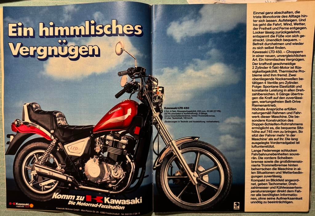 Advertentie 1985 Kawasaki 450 LTD, Verzenden, Zo goed als nieuw, Motoren
