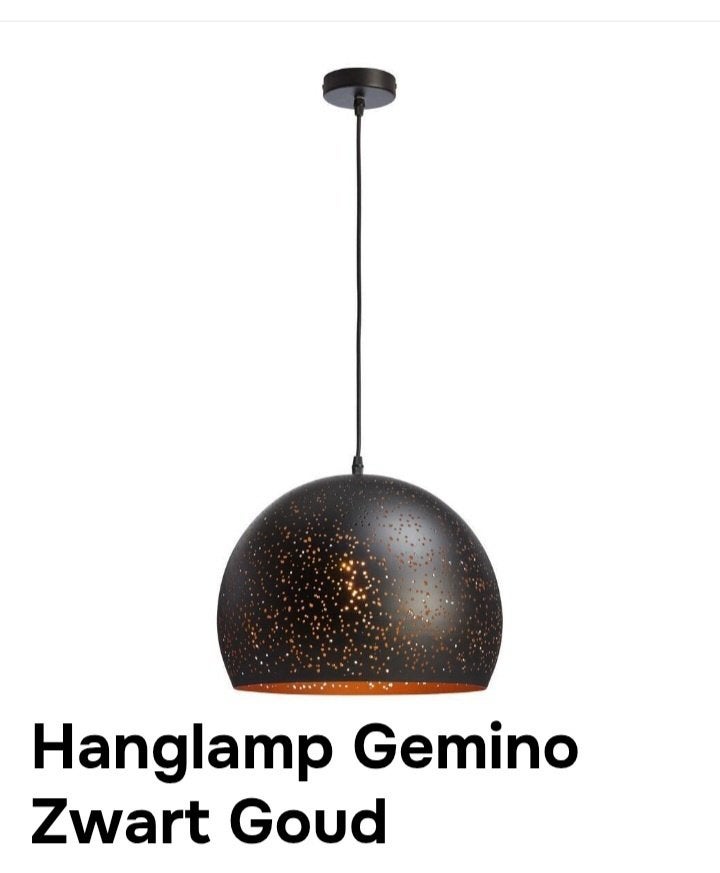 Hanglamp Gemino Kwantum zwart/goud, Huis en Inrichting, Ophalen, Zo goed als nieuw, Metaal, E27 (groot)