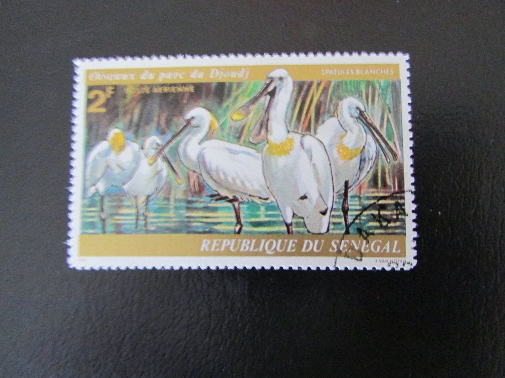Postzegel Vogel: Lepelaars uit Senegal, Ophalen of Verzenden, Gestempeld, Dier of Natuur
