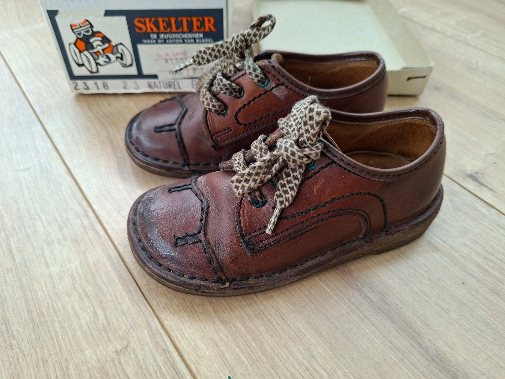 vintage oude antieke kinderschoenen / schoentjes met doosje, Ophalen of Verzenden