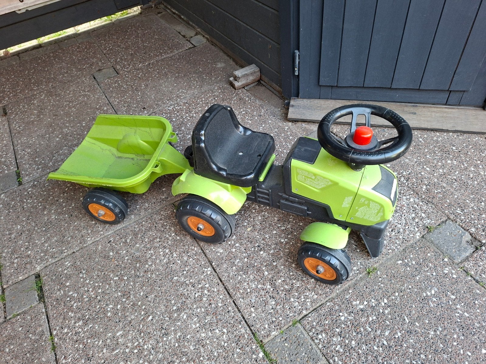 Groene Claas tractor met aanhanger, Kinderen en Baby's, Ophalen, Gebruikt, Trapvoertuig