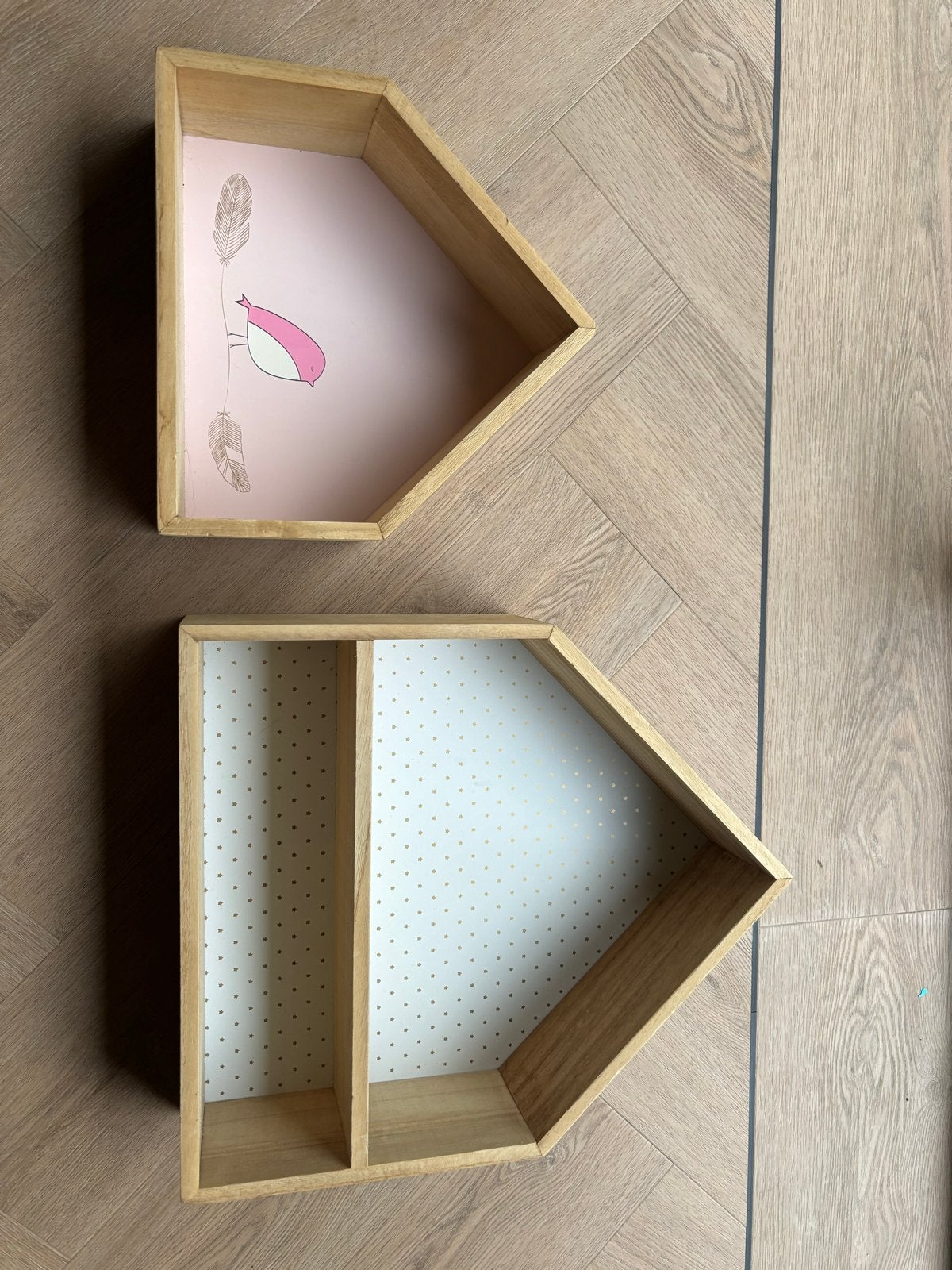 Maison du monde - 2 bird song houten wandhuisjes kinderkamer, Kinderen en Baby's, Gebruikt, Overige merken, Ophalen of Verzenden
