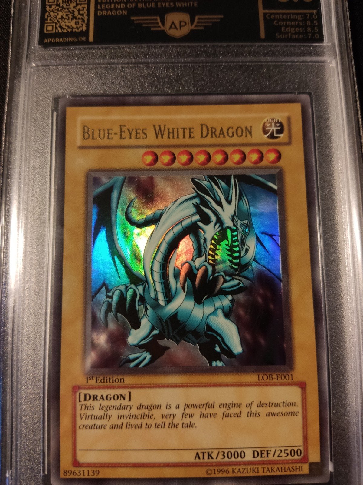 Yugioh kaart Blue-eyes white dragon LOB 1st edition, Hobby en Vrije tijd, Verzamelkaartspellen | Yu-gi-Oh!, Ophalen of Verzenden