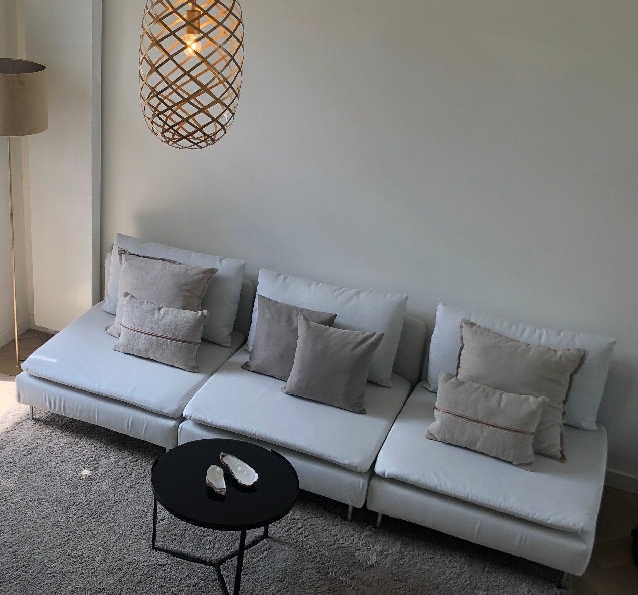 Ikea soderhamn Modulaire 3-zitsbank - beige grijs, Ophalen, Driepersoons, 75 tot 100 cm, Zo goed als nieuw