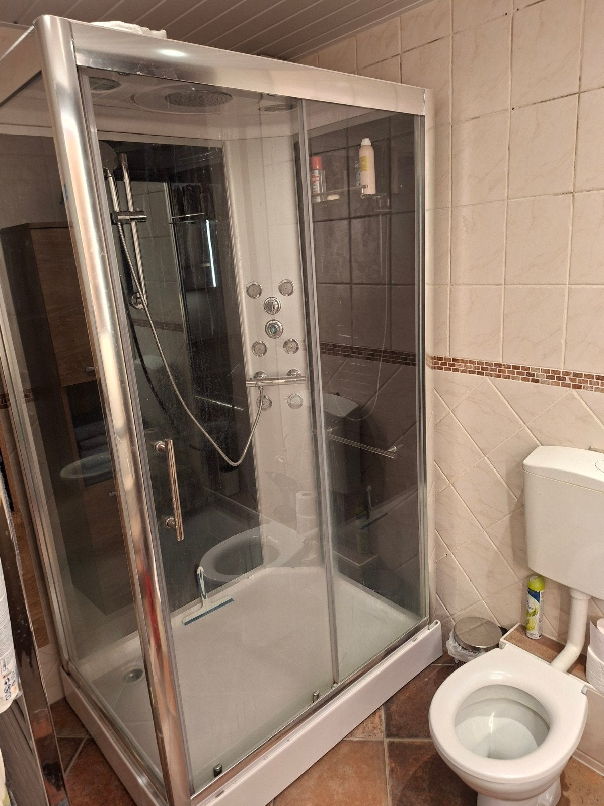 gebruike losse douchecabine 120x90x207 cm - douchekop werkt, Ophalen, Gebruikt, Glas, Douche