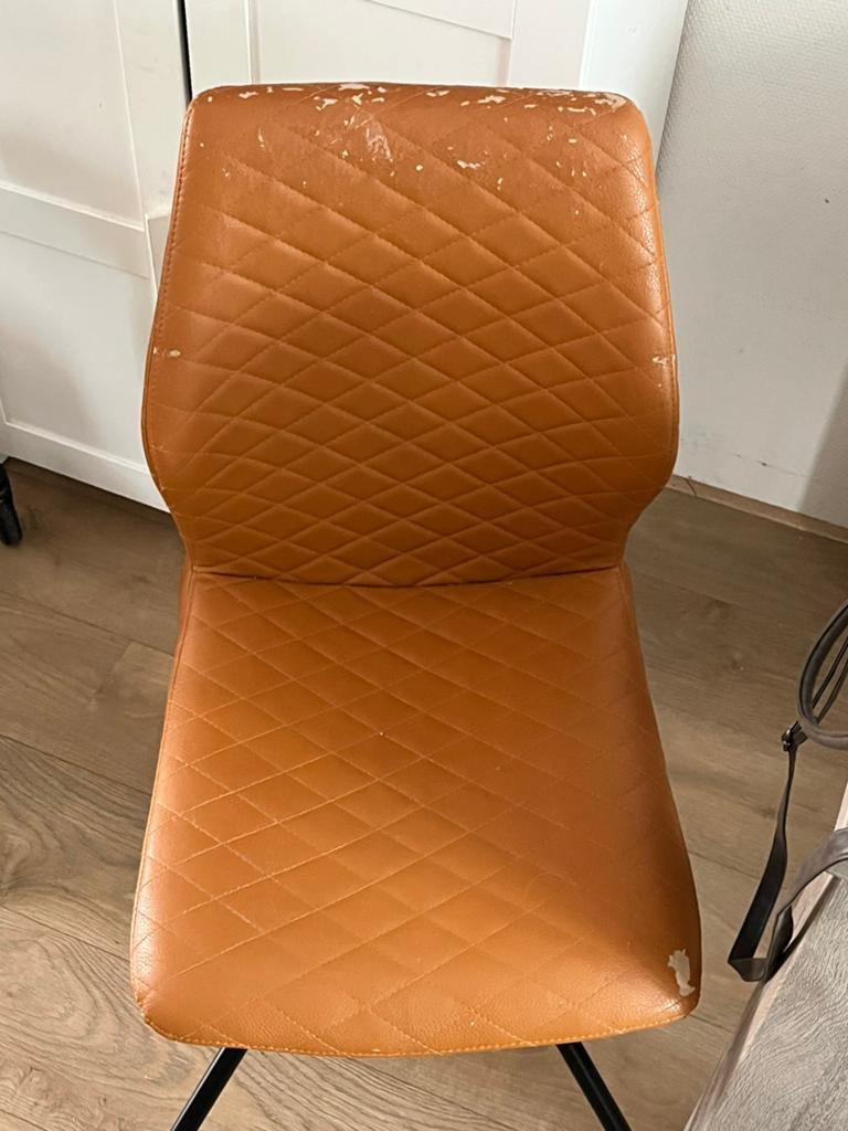Vier eetkamerstoelen, Ophalen, Gebruikt, Overige kleuren, Leer