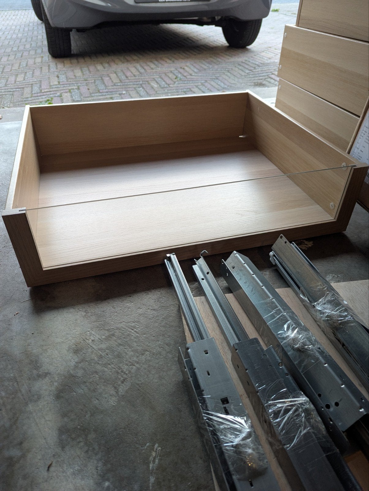 Twee IKEA KOMPLEMENT lades met glazen front en geleiders, Ophalen, Zo goed als nieuw