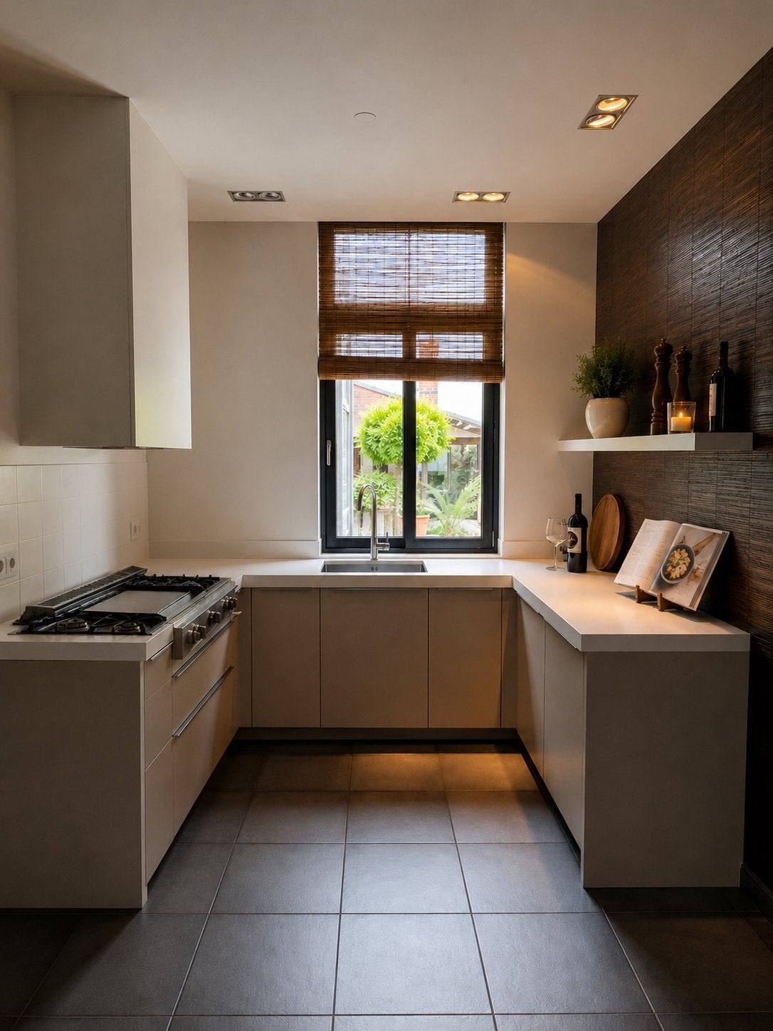 VERKOCHT Moderne U-keuken, Ophalen, Gebruikt, U-keuken, Bruin