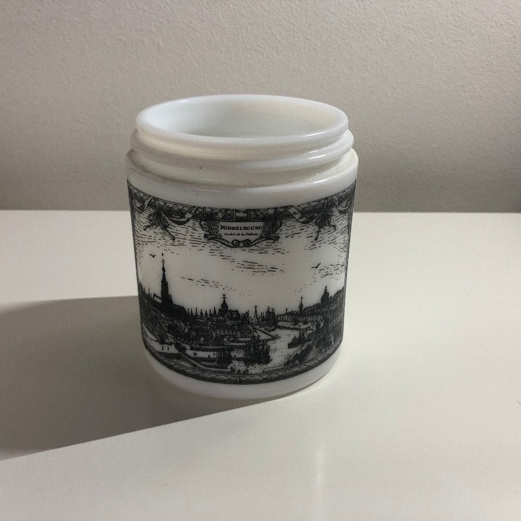 B062 Echt Opaline Pot van de Gruyter Utrecht Middelbourg, Voorraadpot, Ophalen of Verzenden, Gebruikt