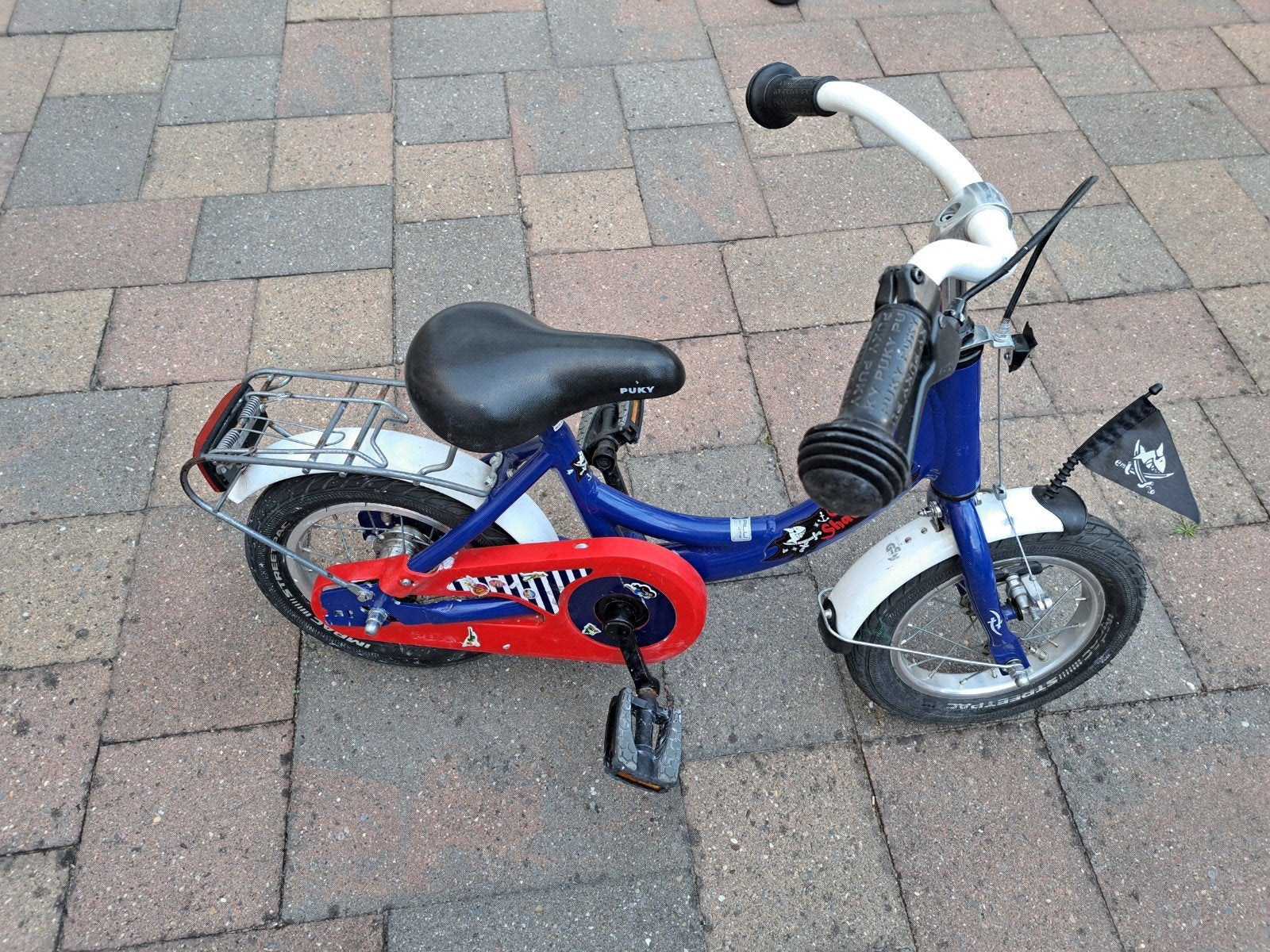 Puky kinderfiets 12 inch - Blauw/Rood, Terugtraprem, Gebruikt, Puky, Ophalen of Verzenden