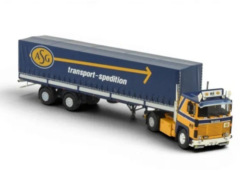 TEKNO SCANIA 141 + HUIF TRAILER - ASG - KLIPPAN, Hobby en Vrije tijd, Modelauto's | 1:50, ., Nieuw, Tekno, Bus of Vrachtwagen