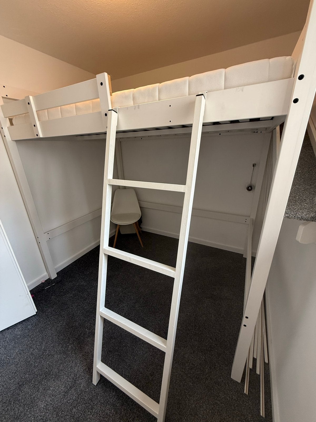 Witte hoogslaper met matras, Ophalen, Gebruikt, Eenpersoons, 200 cm