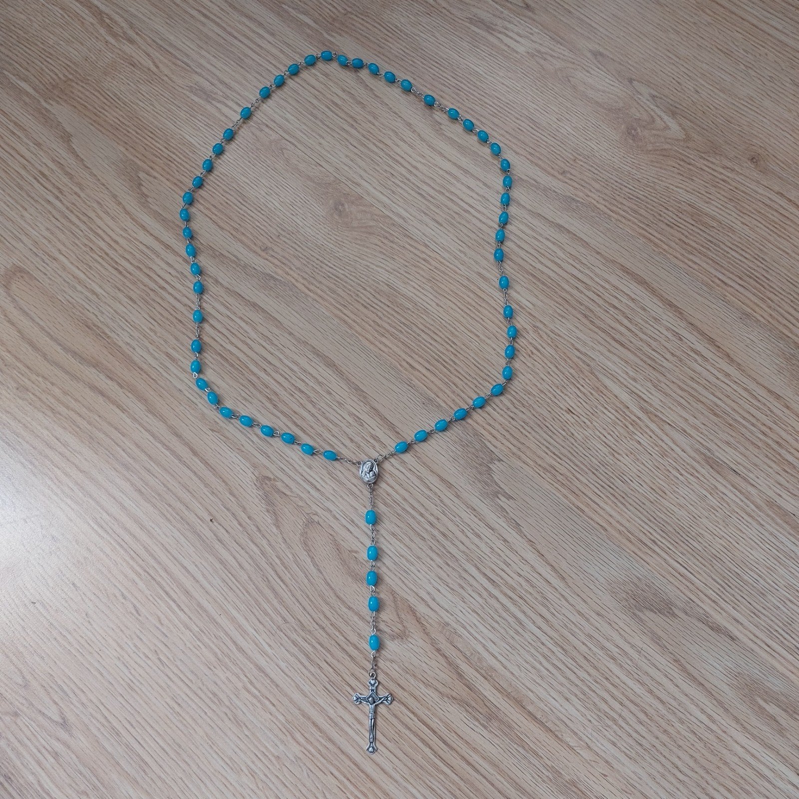 Jeruzalem-rozenkransketting met Maria-symbool en heilige aar, Ophalen of Verzenden, Sieraad