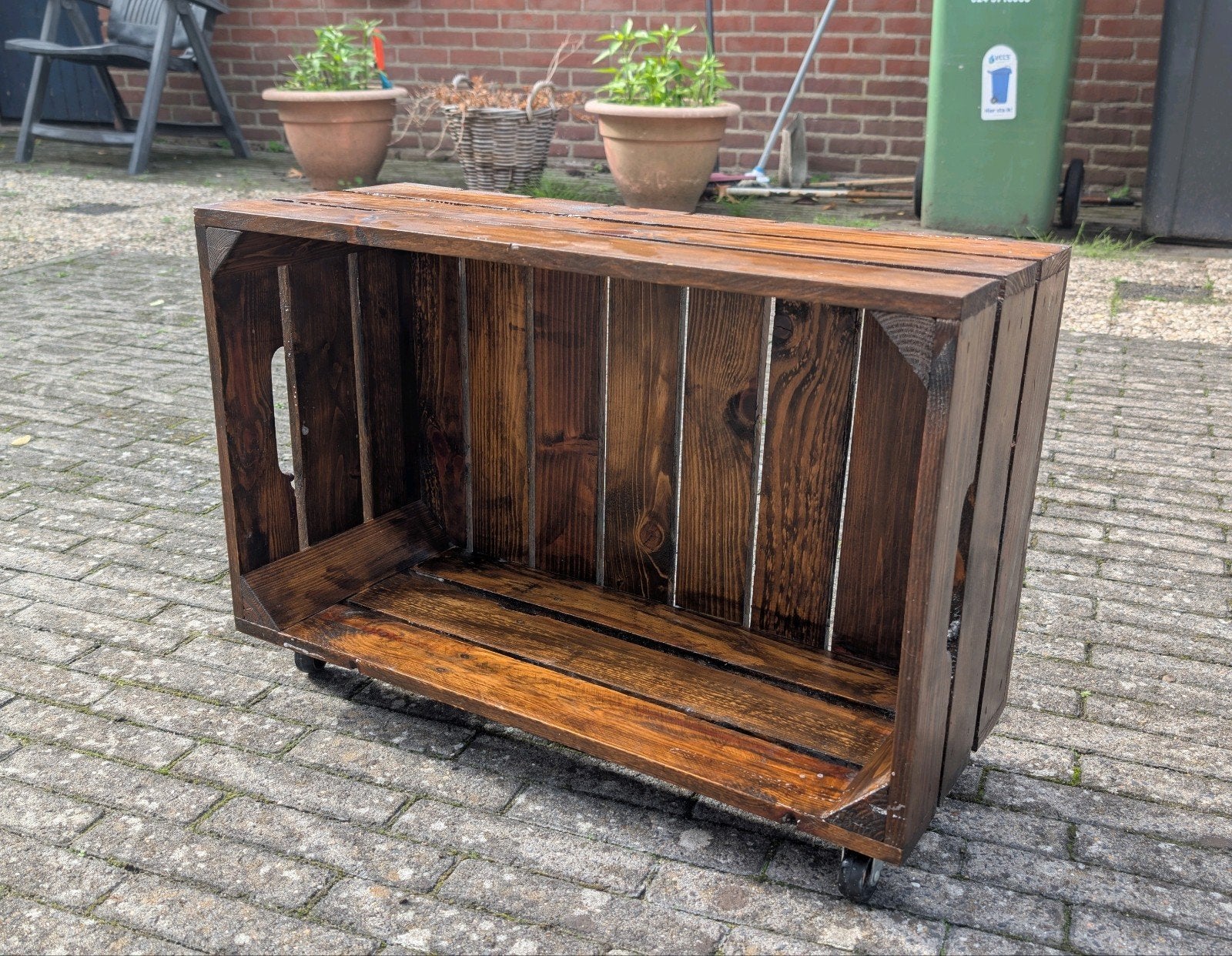 Houten kist op wieltjes - Handig en decoratief, Ophalen, Zo goed als nieuw
