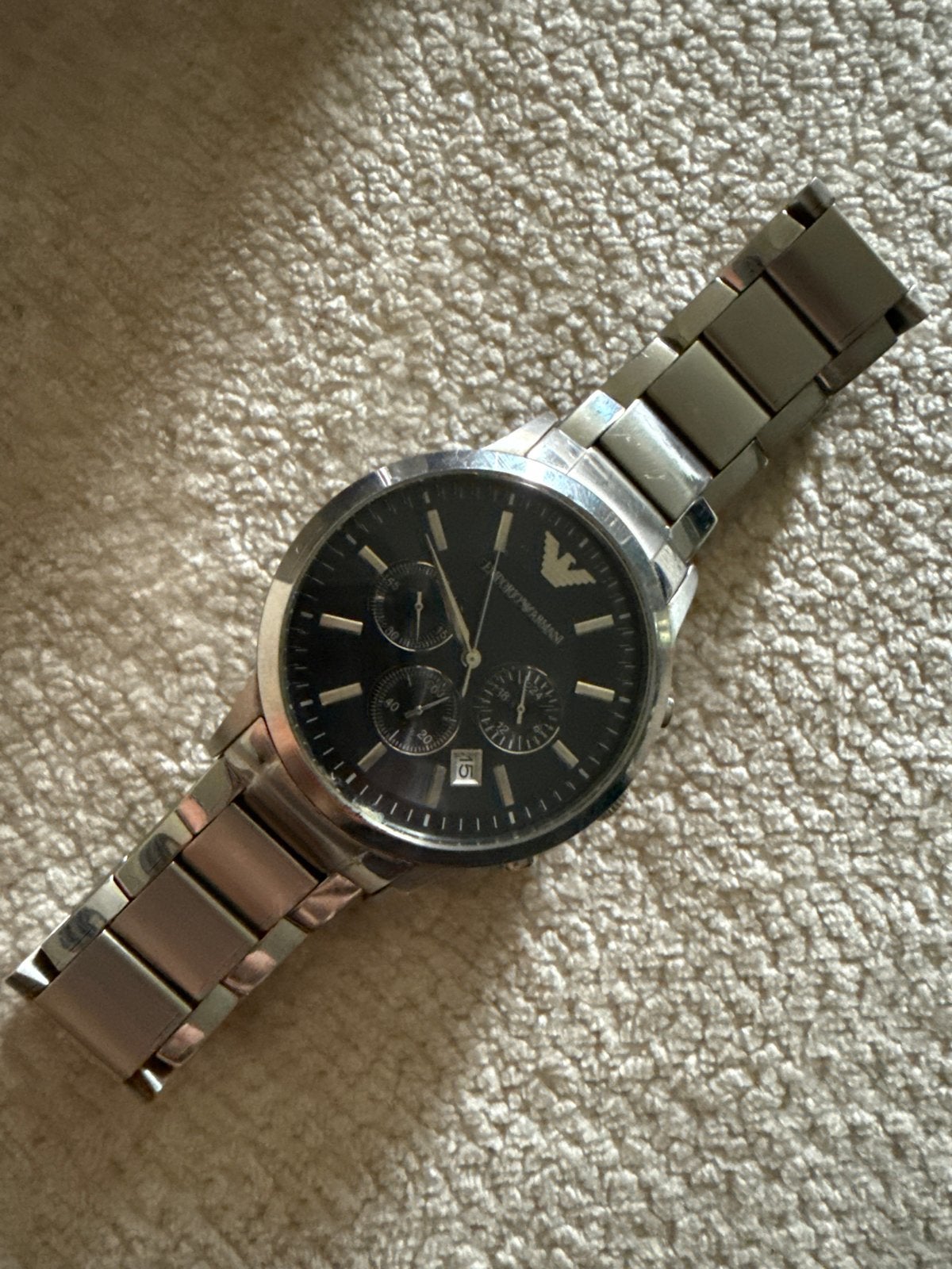 Emporio Armani Herenhorloge - Zilverkleurig, Gebruikt, Staal, Polshorloge, Ophalen