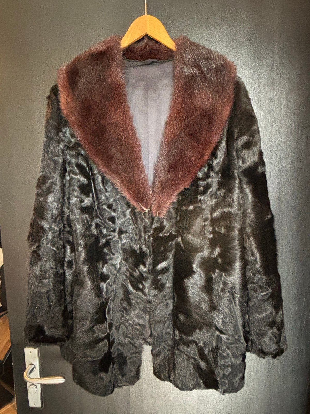 Vintage Bontjas A.H. de Wit Wildervank - Donker Glanzend, Kleding | Dames, Ophalen of Verzenden, Gedragen, Maat 36 (S), Zwart