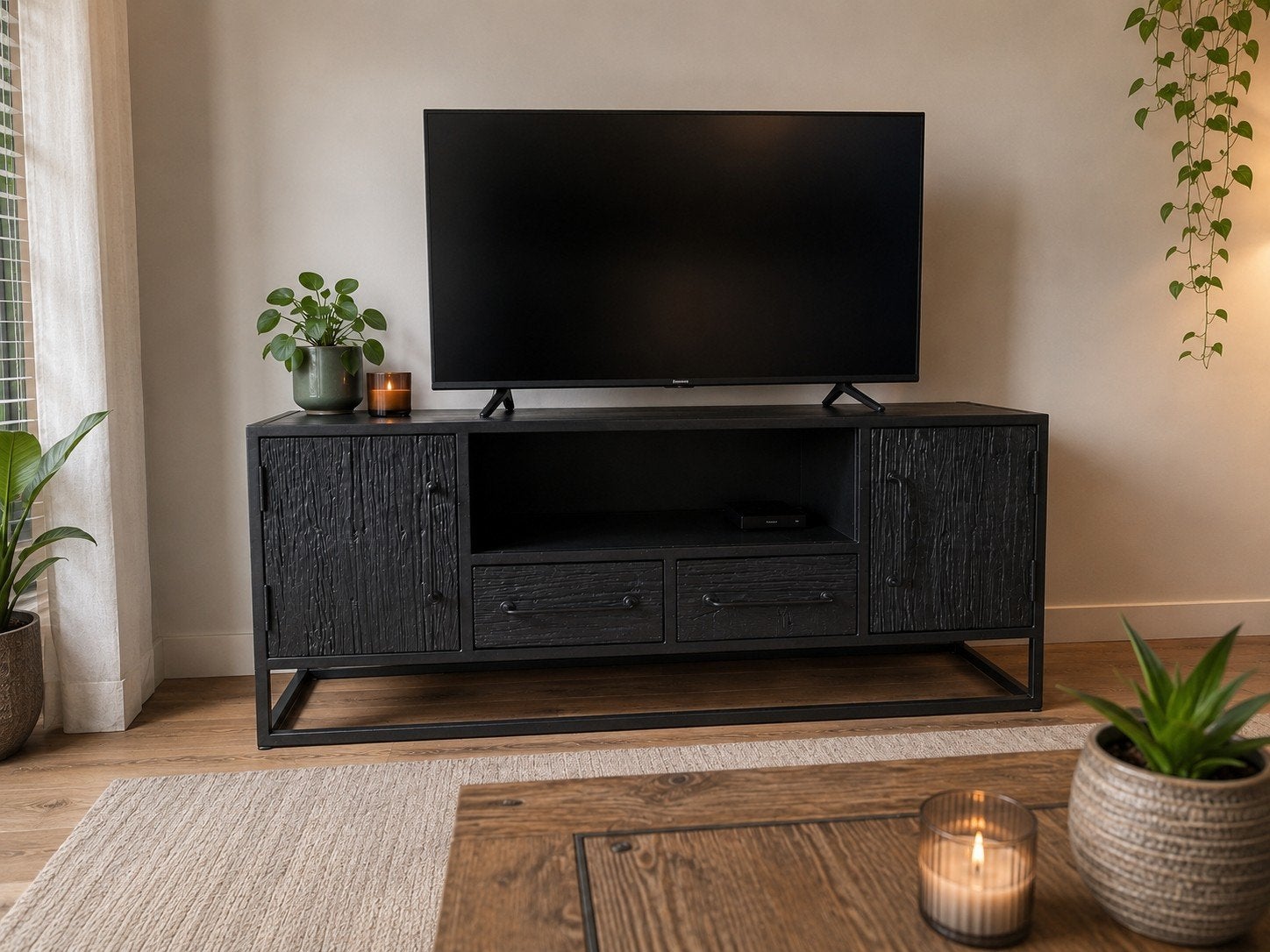 Giga Meubel Pure Black TV-meubel 130 cm – uitstekende staat, Ophalen, 100 tot 150 cm, Zo goed als nieuw, Minder dan 100 cm