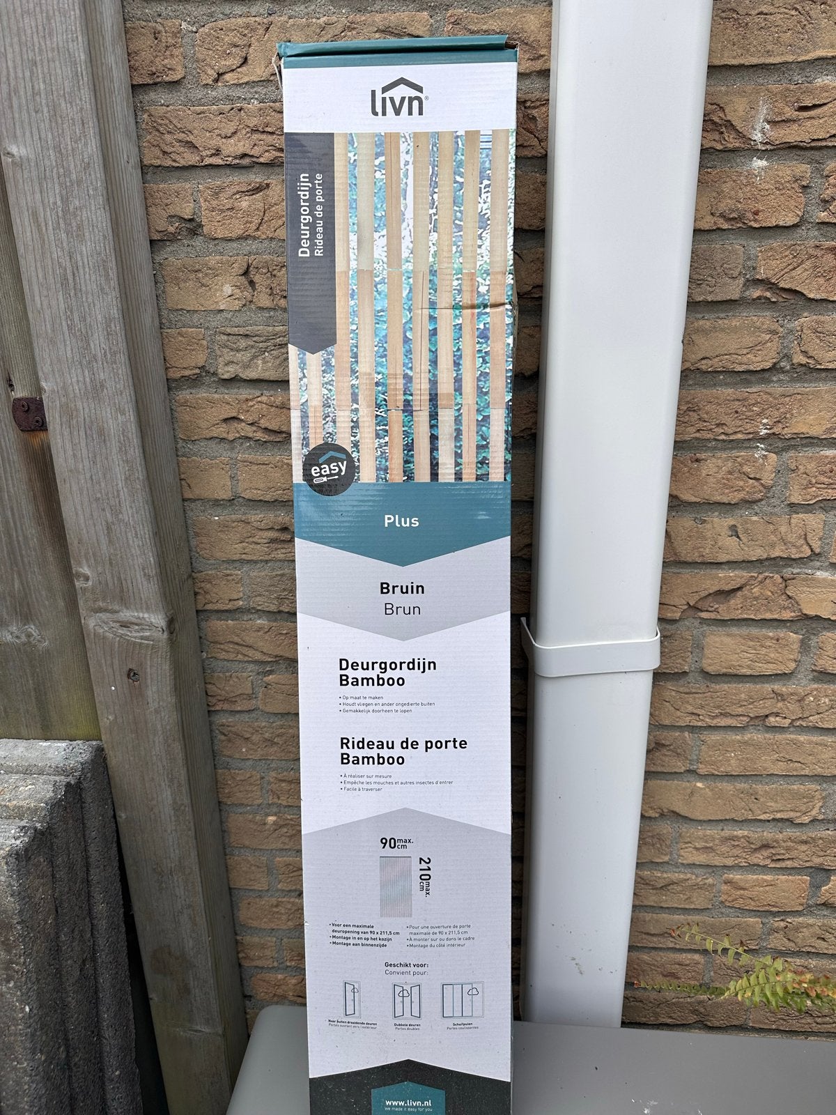 Livn Bamboe Deurgordijn Bruin 90x210cm, Ophalen, Overige merken, Bruin, Nieuw