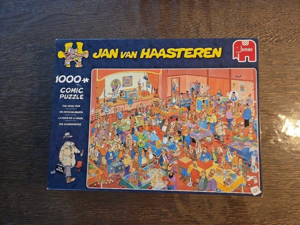 Jan van Haasteren puzzel 1000 stukjes,  De Goochelbeurs, Ophalen of Verzenden, 500 t/m 1500 stukjes, Zo goed als nieuw, Legpuzzel