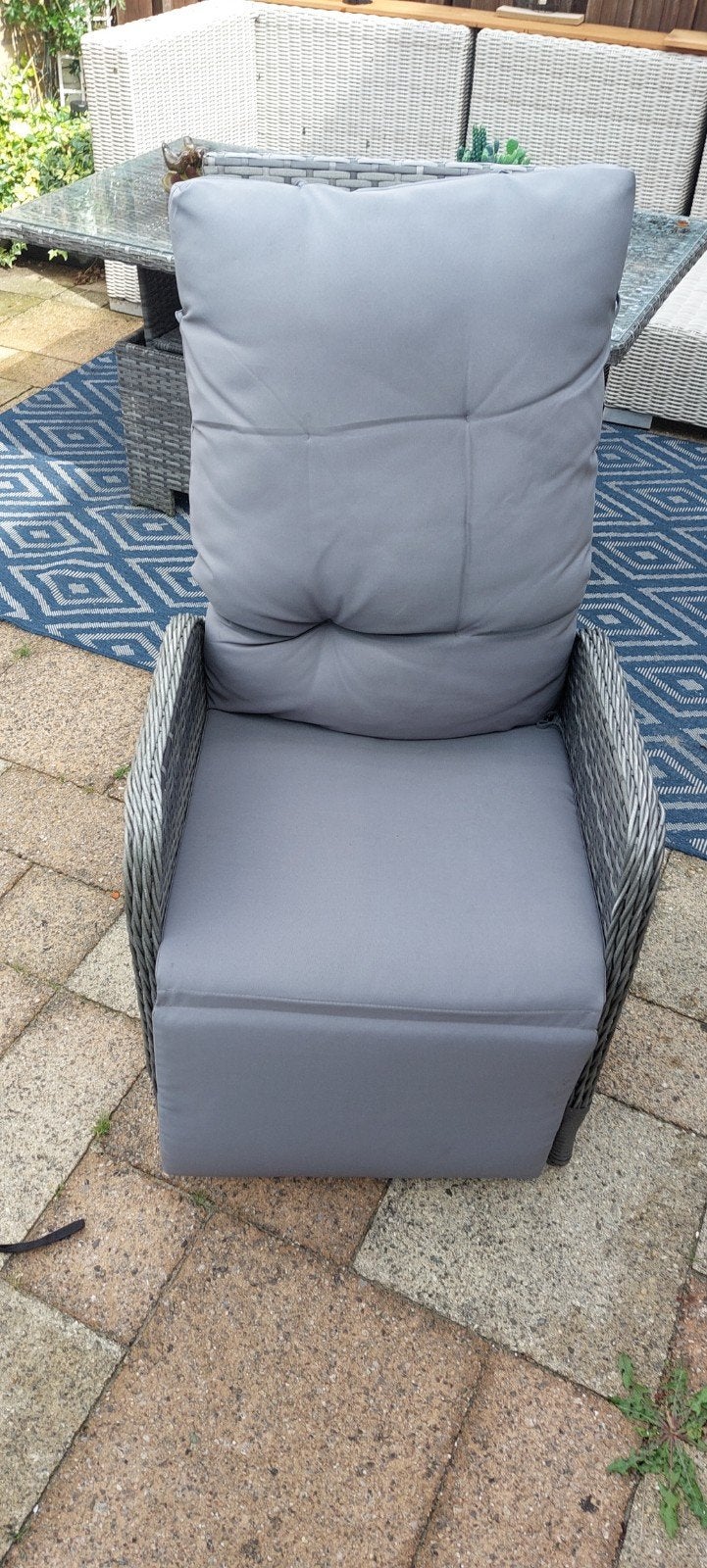 Verstelbare Wicker Tuinstoel met Kussens, Ophalen, Wicker, Verstelbaar