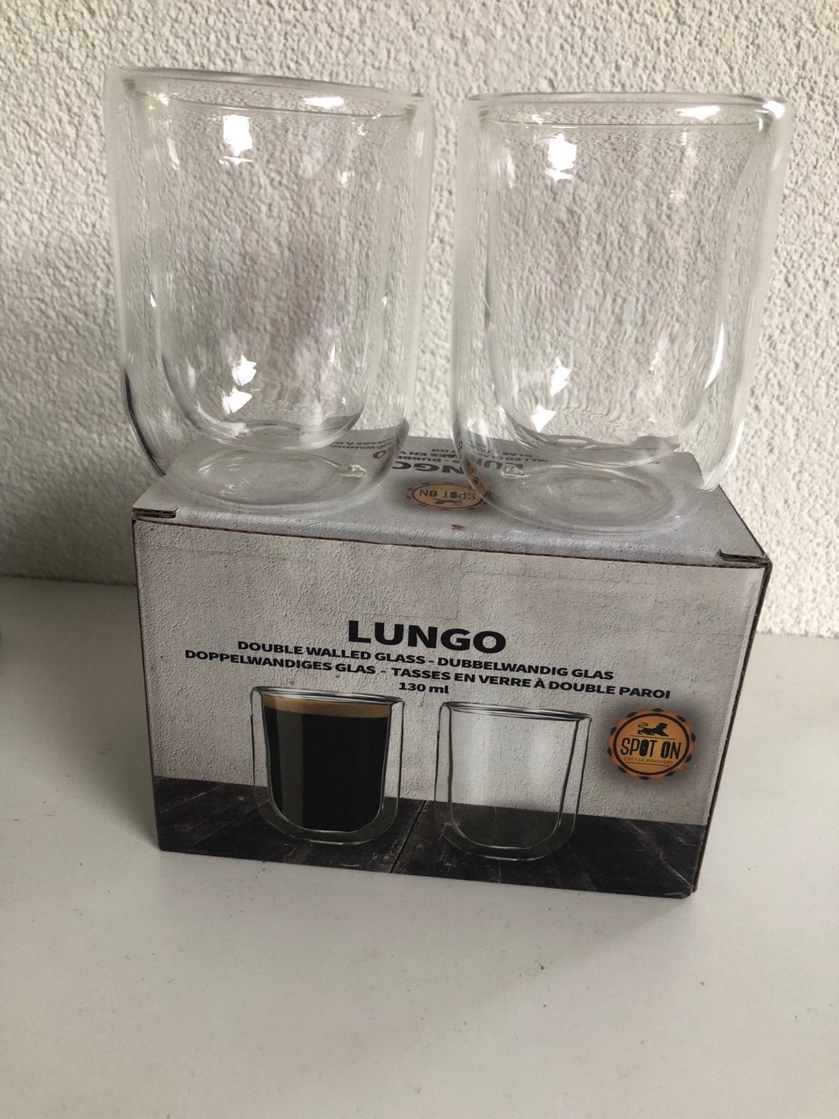 2 nieuwe dubbelwandige espresso glazen in doos, Nieuw, Ophalen of Verzenden, Overige merken, Glas