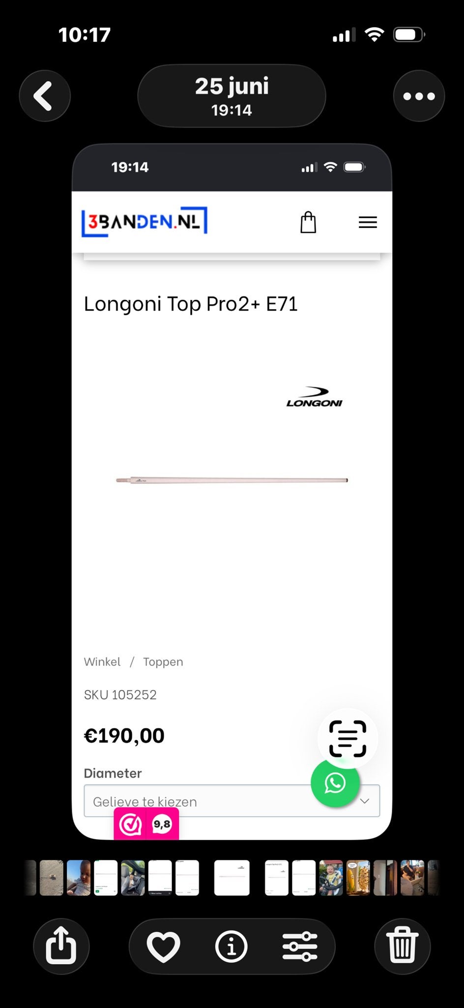 Longoni Top Pro2+ E71 Biljartkeu Top en S 2 top, Ophalen of Verzenden, Nieuw