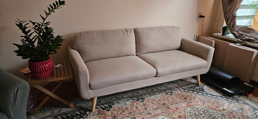 Bank Lilly Beige 3 zits, Huis en Inrichting, Banken | Bankstellen, Ophalen, 150 tot 200 cm, Driepersoons, 75 tot 100 cm