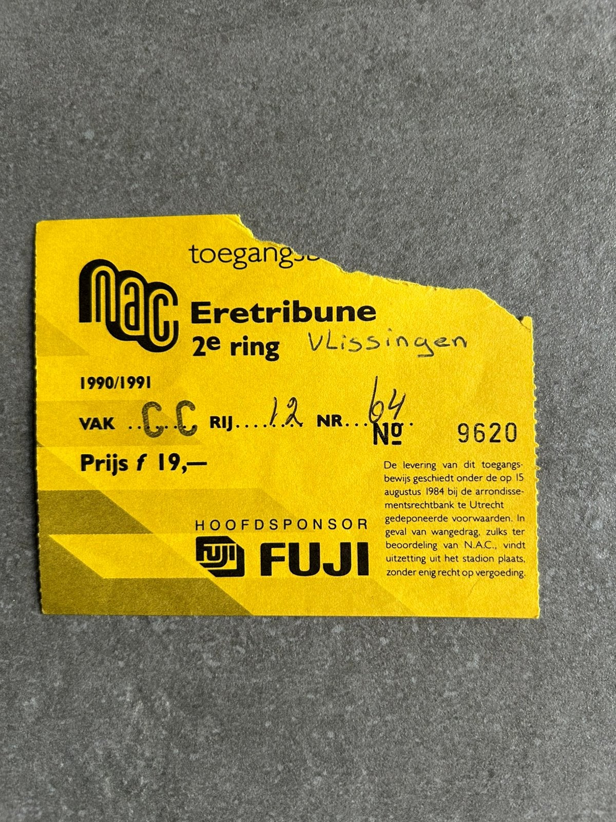 NAC - Vlissingen ticket, Verzamelen, Sportartikelen en Voetbal, Ophalen of Verzenden, Gebruikt, NAC Breda, Overige typen