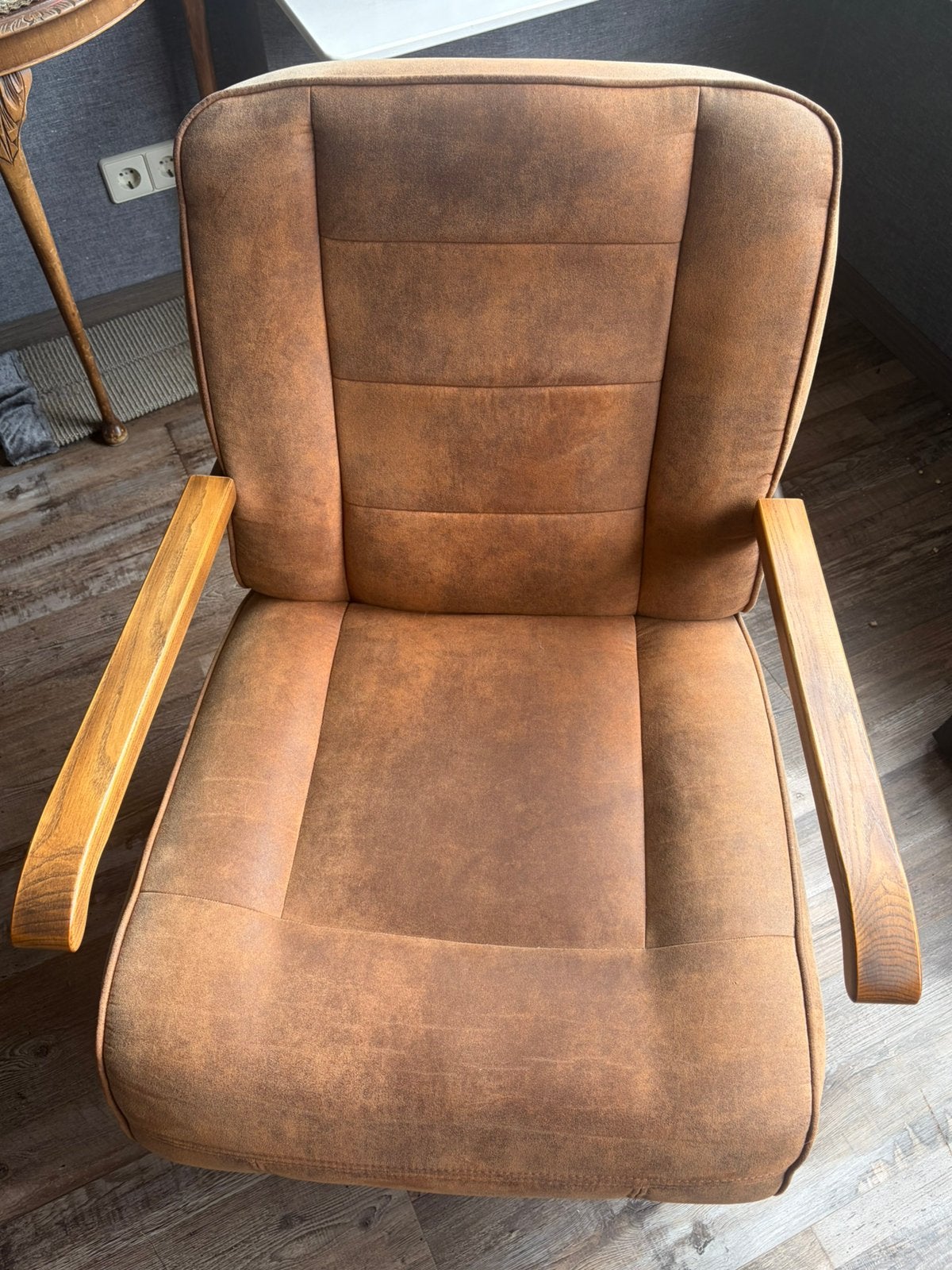 Fauteuils / stoel cognac, Huis en Inrichting, Fauteuils, Ophalen, Zo goed als nieuw, 75 tot 100 cm, 50 tot 75 cm