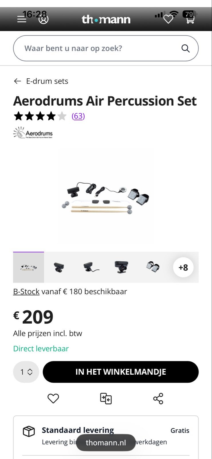 Aerodrums Air Percussion Set - Elektronisch drummen, Ophalen of Verzenden, Zo goed als nieuw, Overige merken, Elektronisch