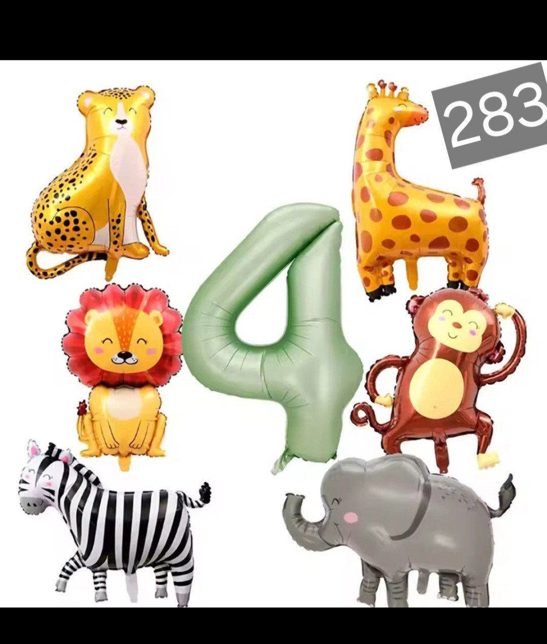 Nieuwe Safari Dieren Ballonnen Set met Cijfer 4, Ophalen of Verzenden, Nieuw, Versiering, Verjaardag