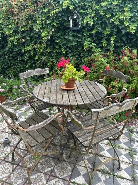antiek frans tuinstel. tuinset. 4 tuinstoelen en tuintafel., Tuin en Terras, Tuinstoelen, Ophalen, Gebruikt, Overige materialen