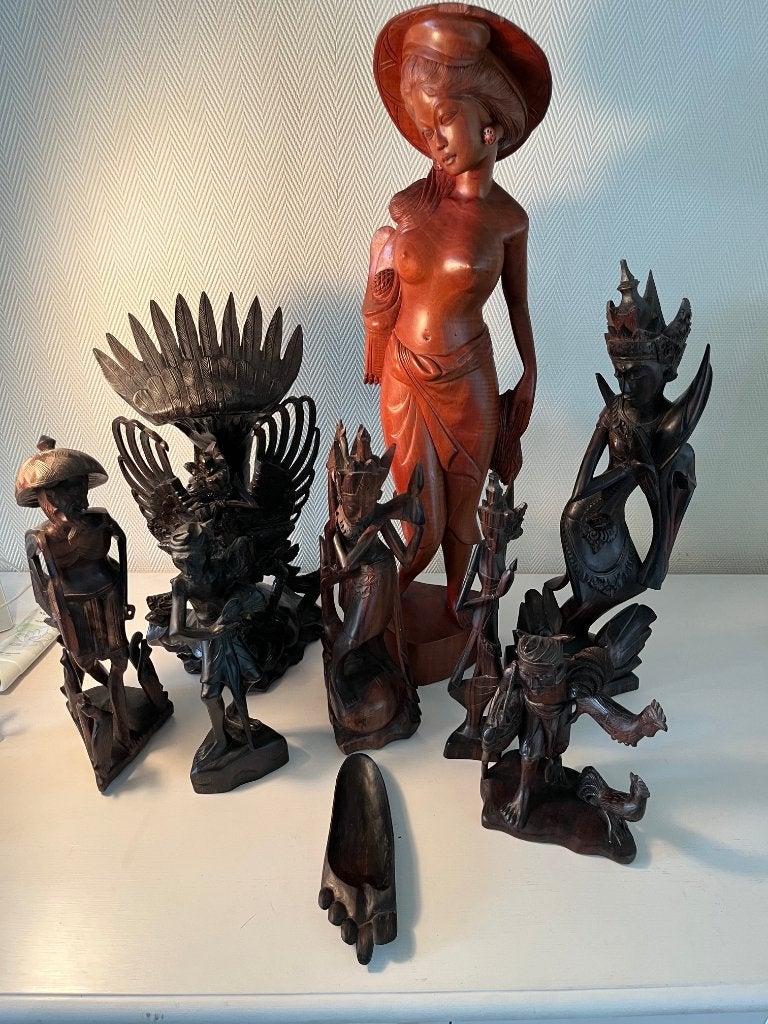 Gehele collectie Balinees handgesneden houten beelden!, Ophalen of Verzenden