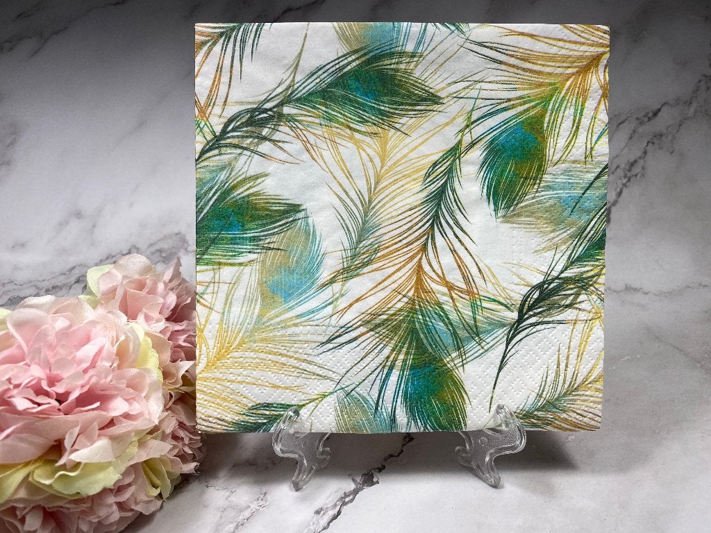 Knutsel servetten pauwen veren decoupage nr HM130, Ophalen of Verzenden, Nieuw, Knutselmateriaal