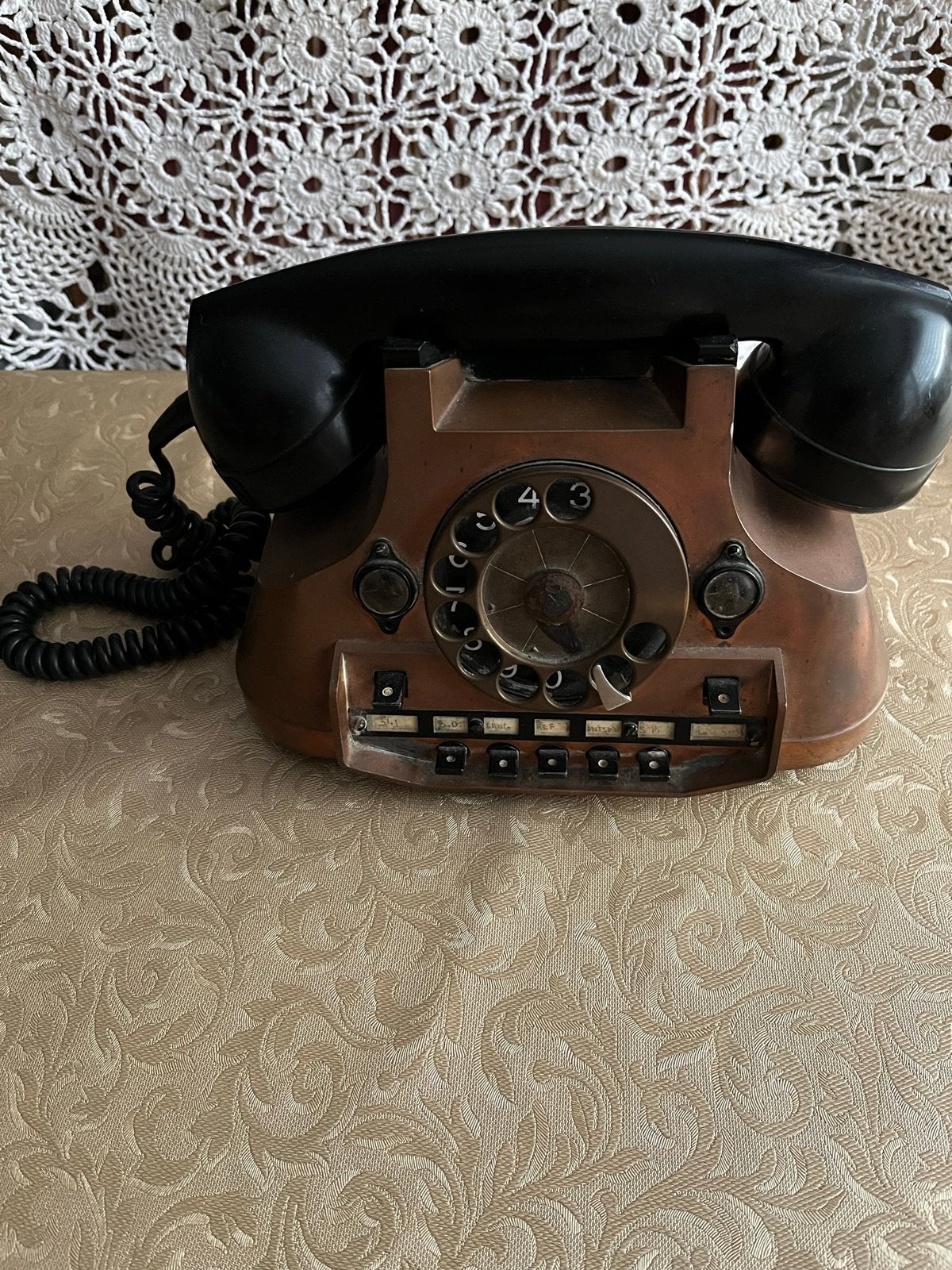 Vintage Telefoon met Draaischijf - Koperkleurig (1975), Antiek en Kunst, Ophalen