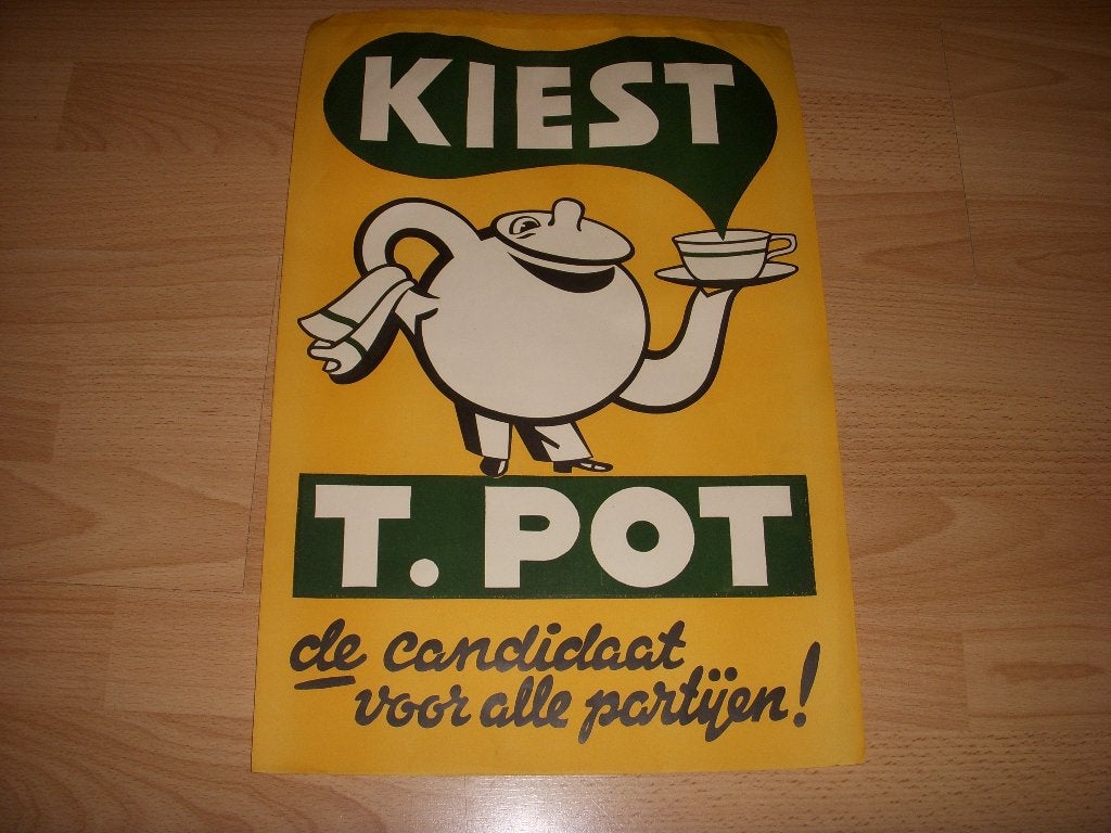 MOOIE promotieposter voor thee ' Kiest T.Pot ', Ophalen of Verzenden, Gebruikt, A1 t/m A3, Reclame