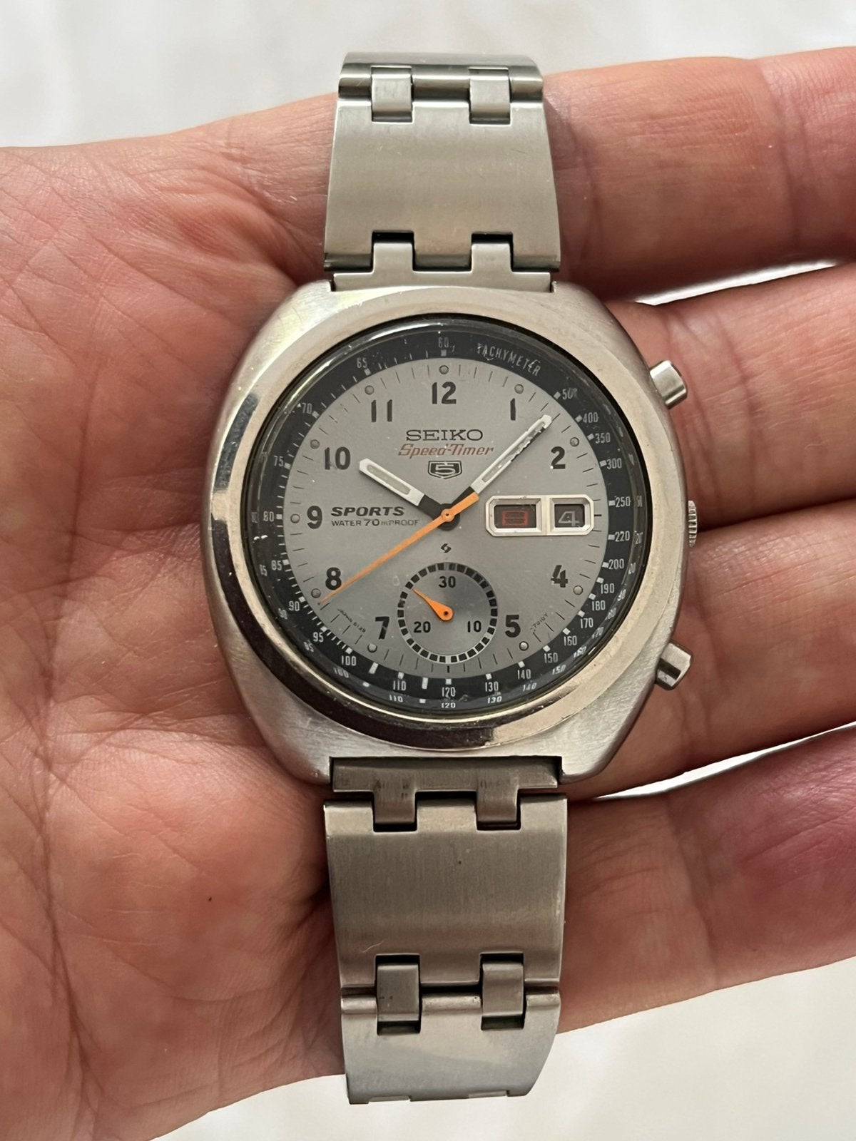 Vintage Seiko Speedtimer 6139-7010 “Iceberg”, Seiko, Gebruikt, Staal, Polshorloge