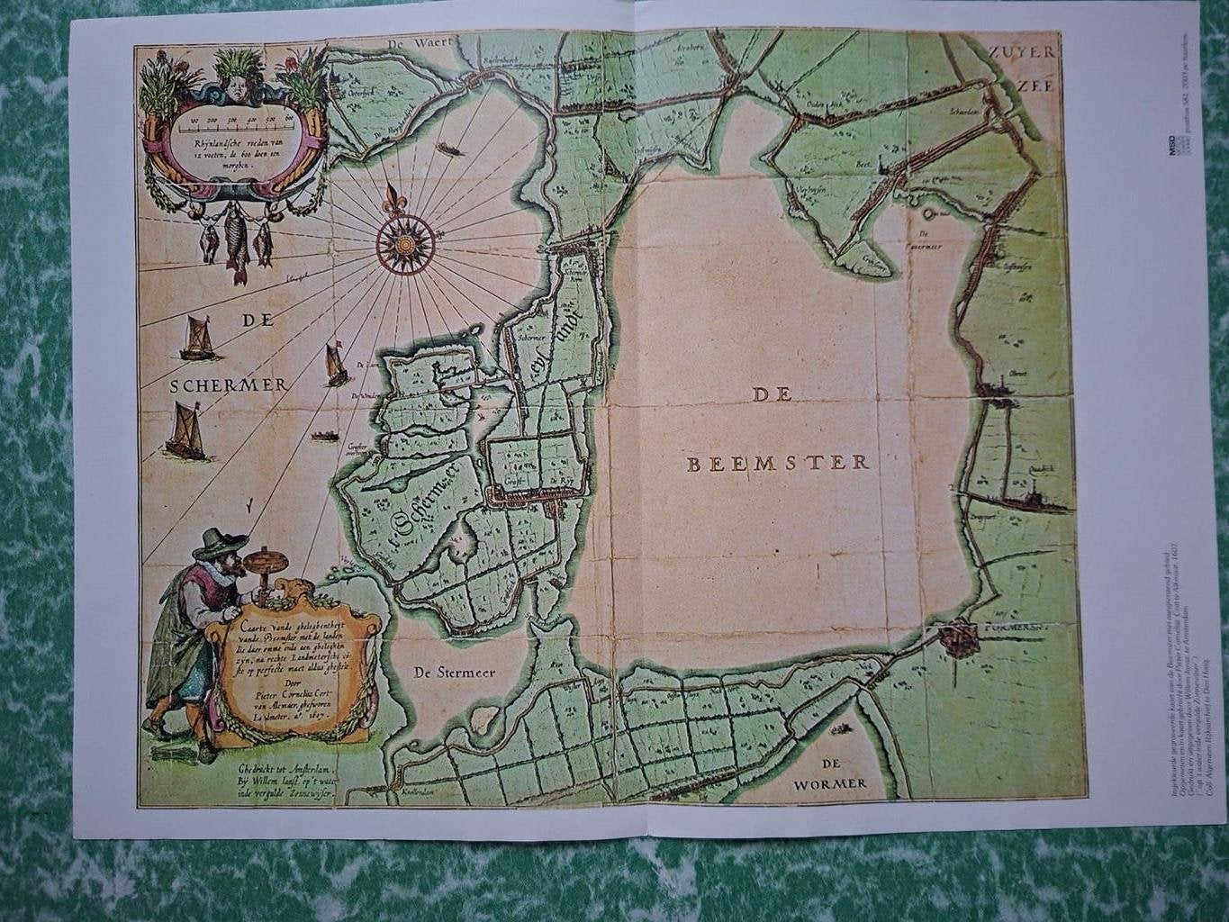 oude landkaart De Beemster en 2 oude tekeningen., Boeken, Gelezen, Verzenden, Landkaart, 1800 tot 2000