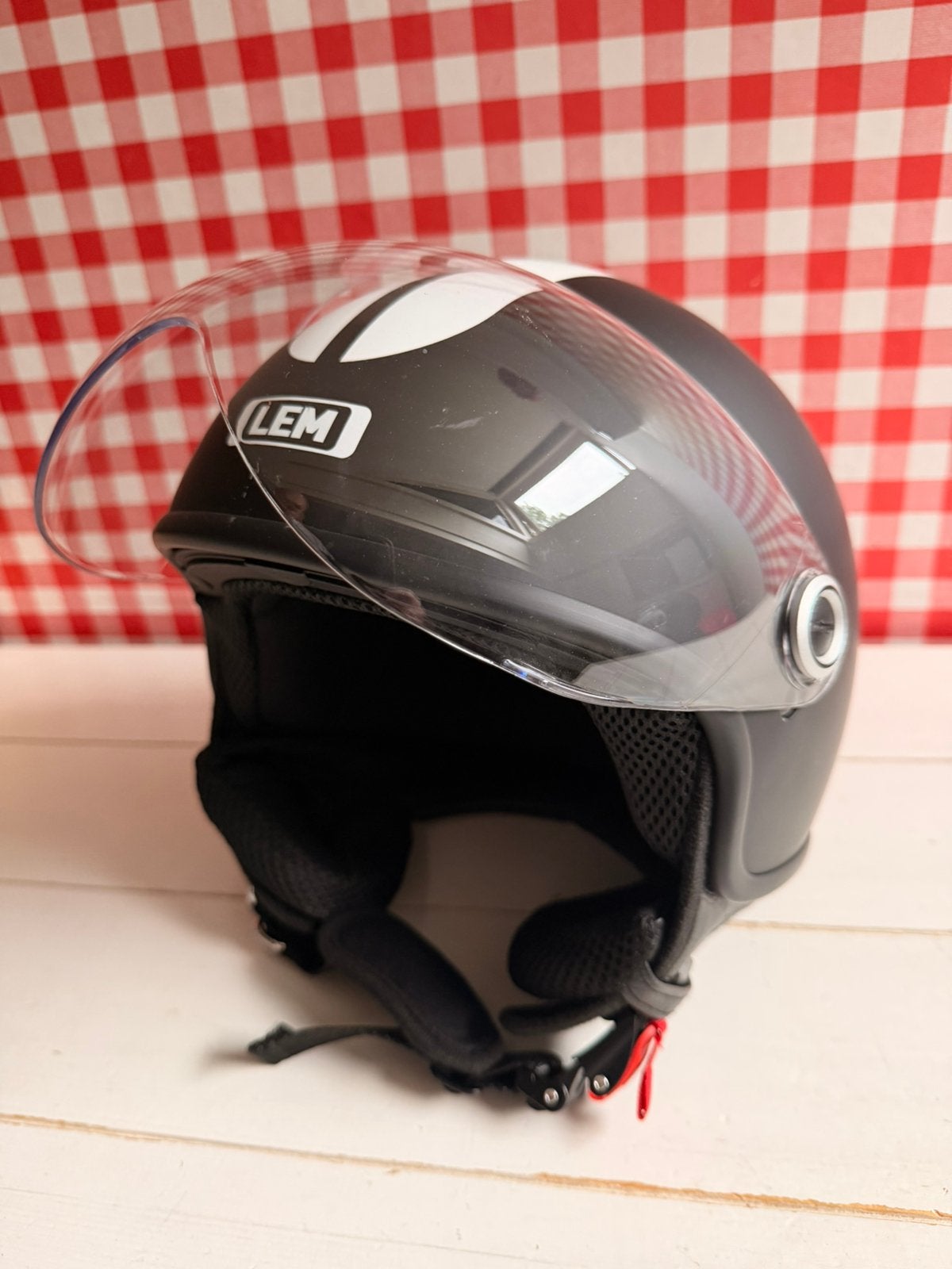 LEM Roger jethelm jet helm maat M, Fietsen en Brommers, Brommerhelmen, Ophalen, Zo goed als nieuw, Medium