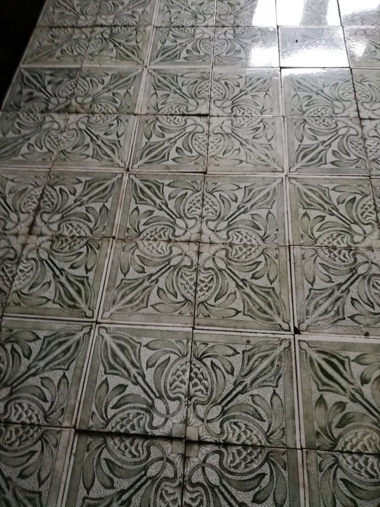 Set van 48 antieke tegels creme/groen, 4 pas motief 120x60cm, Antiek en Kunst, Ophalen