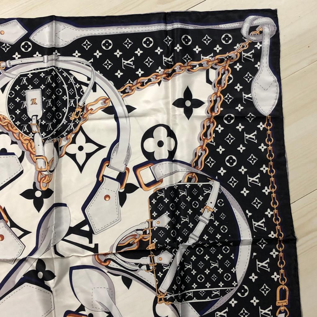 Lv sjaaltje Zwart/Wit met Tassenprint, Antiek en Kunst, Verzenden